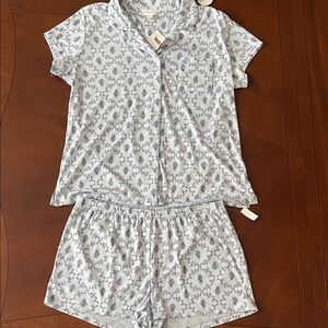 Laura Ashley Blue Patterned Floral Pajama Set